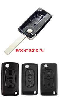 картинка Корпус выкидного ключа Peugeot (батарейка на корпусе)