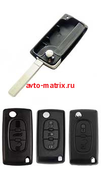 картинка Корпус выкидного ключа Peugeot (батарейка на плате)