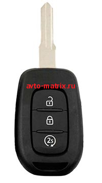 картинка Ключ Renault 3 кнопки Logan 2 с 2012 года. Duster с 2015 года. Sandero 2013-2018гг. Symbol 2012-2018гг. Trafic с 2015 года. с Автозапуском
